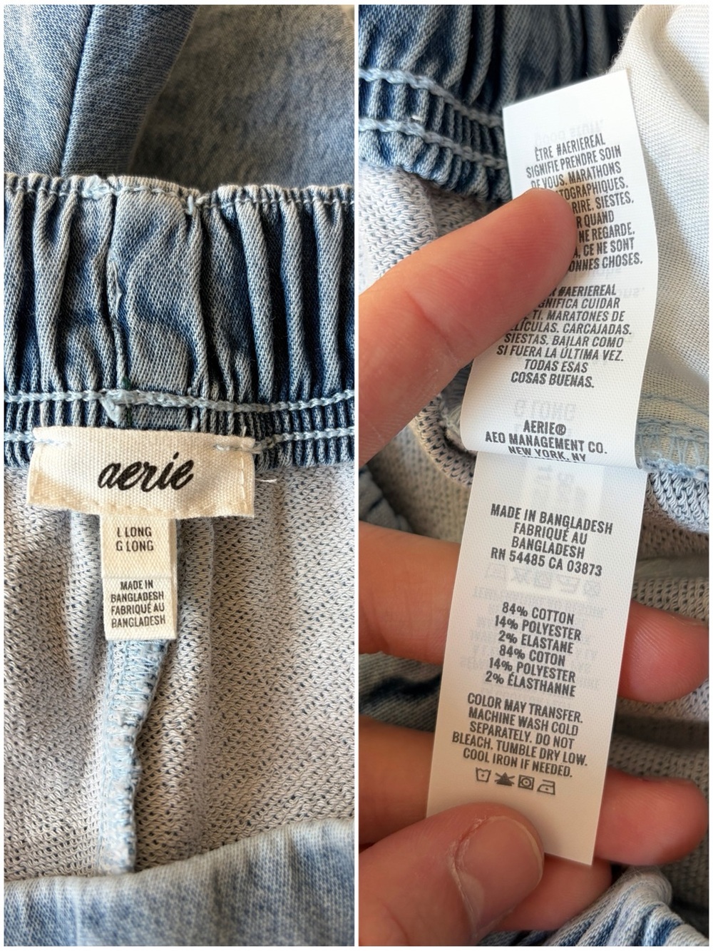 Aerie Daydream Denim Stretch Wide Leg Trouser Pants Size Large LONG - Picture 4 of 11
